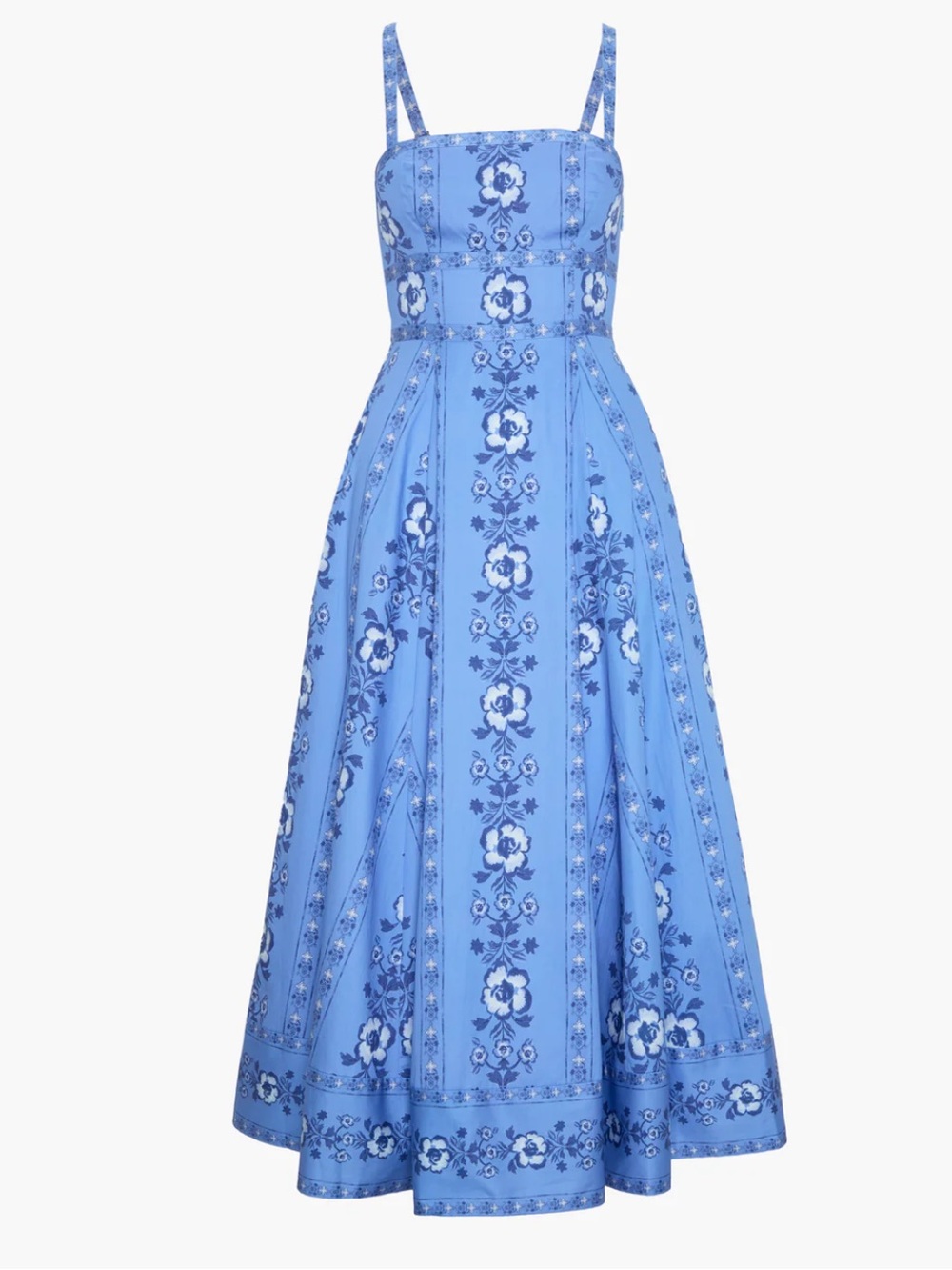 Hill House Blue Floral Square-Neck Midi Dress Blue Arcadia Border - Picture 6 of 7